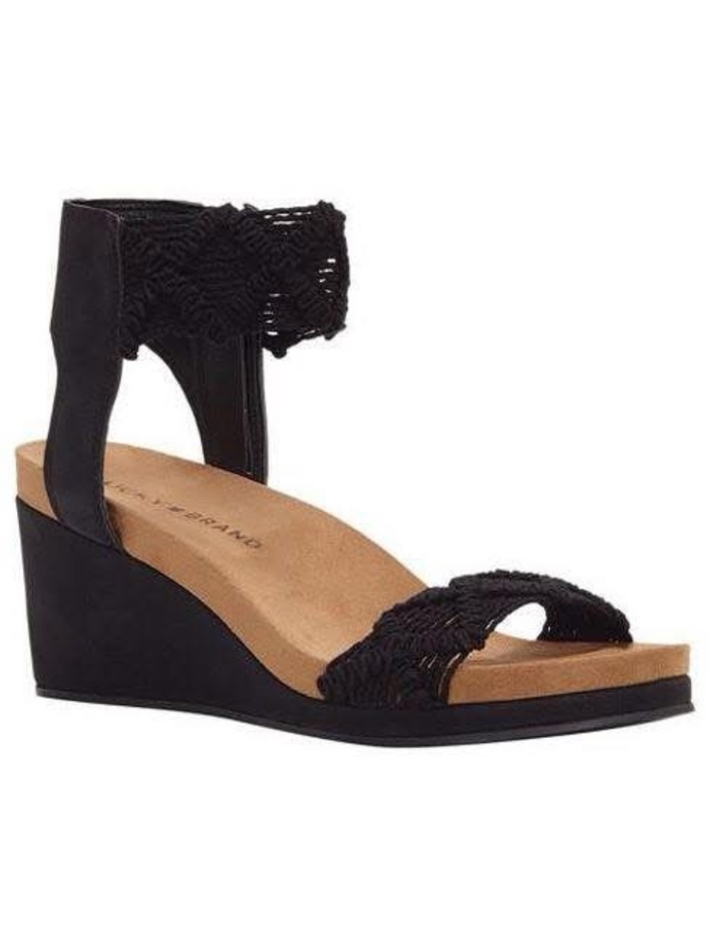 Lucky Brand boho wedge sandals black size 8